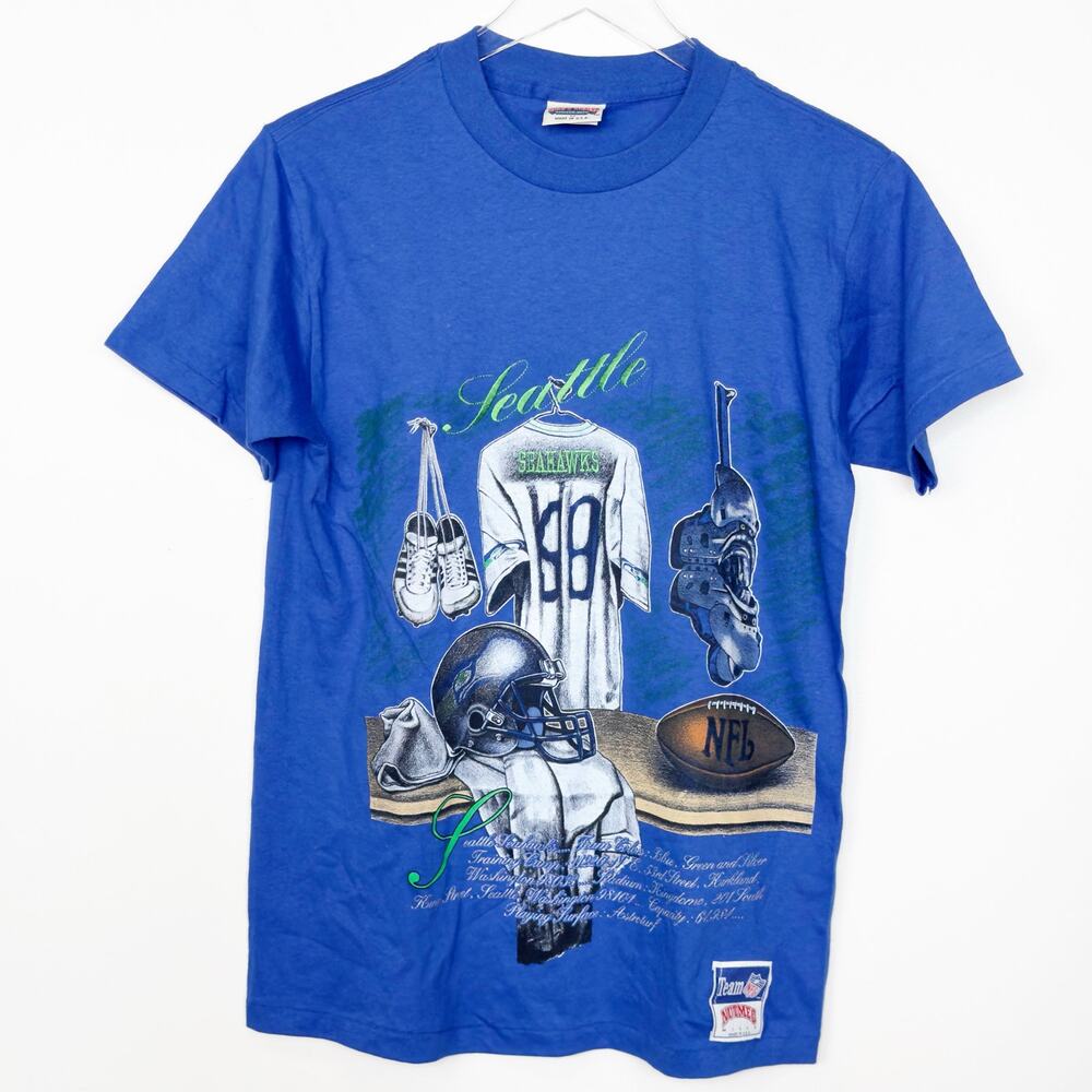 Vintage Like New Seattle Seahawks 90s Nutmeg Mills Single Stitch Tee T-shirt M